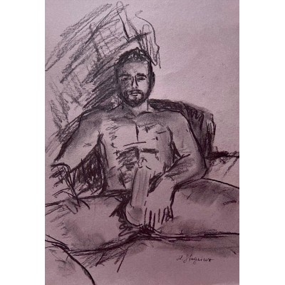 Charcoal portrait on paper - artist Marina Stognieva